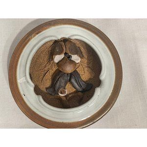 Vintage 70's/80’s Mahon Made Stoneware‎ Ugly Face Stoneware Ashtray Brown/White
